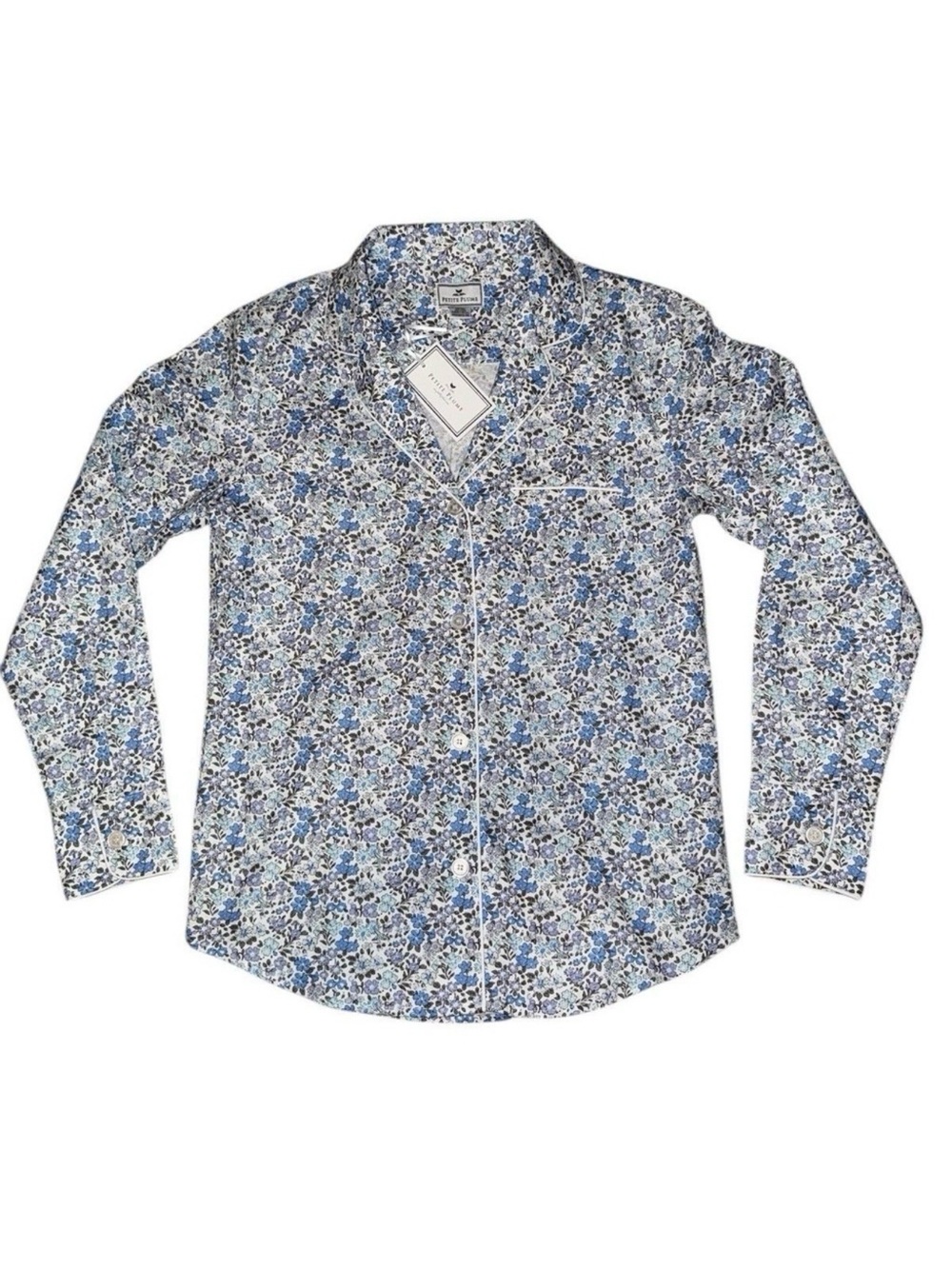 New Petite Plume Fluer D' Azur Floral Sz‎ XS Cotton Short-Sleeve Pajama Top Only